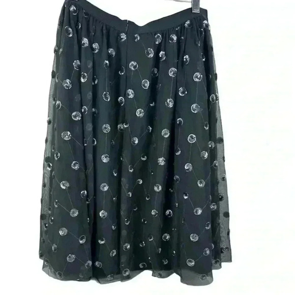 Ann Taylor Sequined Tulle Midi Skirt Black/Gray Silver Size M Party Cocktail - Picture 2 of 10